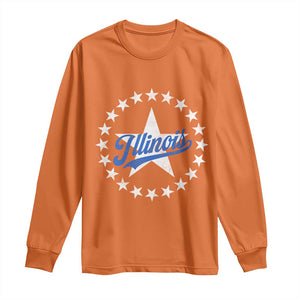Illinois Varsity Script Sport 21 Stars Vintage Jersey Style Long Sleeve Shirt