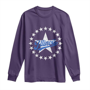 Illinois Varsity Script Sport 21 Stars Vintage Jersey Style Long Sleeve Shirt