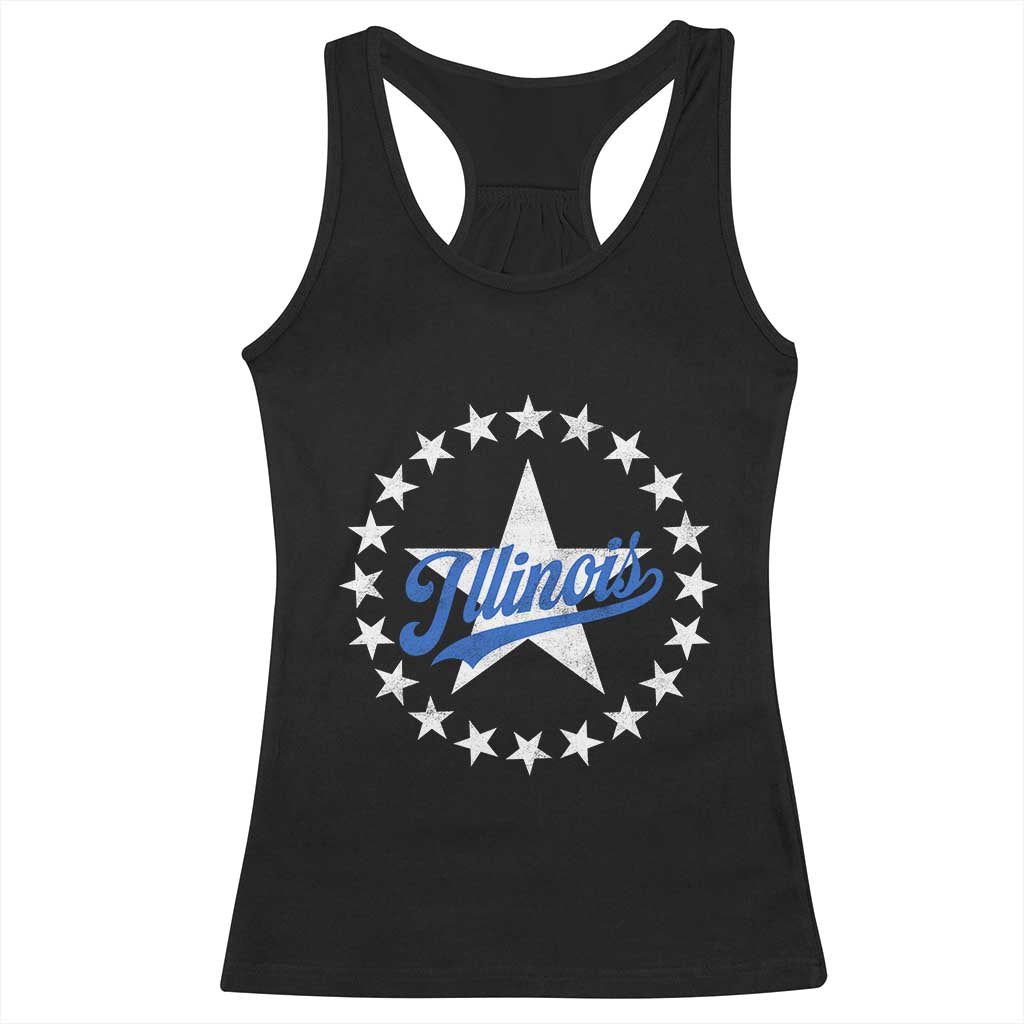Illinois Varsity Script Sport 21 Stars Vintage Jersey Style Racerback Tank Top