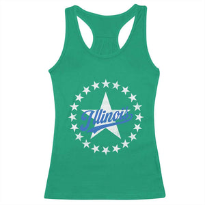 Illinois Varsity Script Sport 21 Stars Vintage Jersey Style Racerback Tank Top