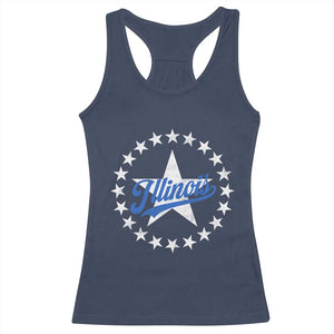Illinois Varsity Script Sport 21 Stars Vintage Jersey Style Racerback Tank Top