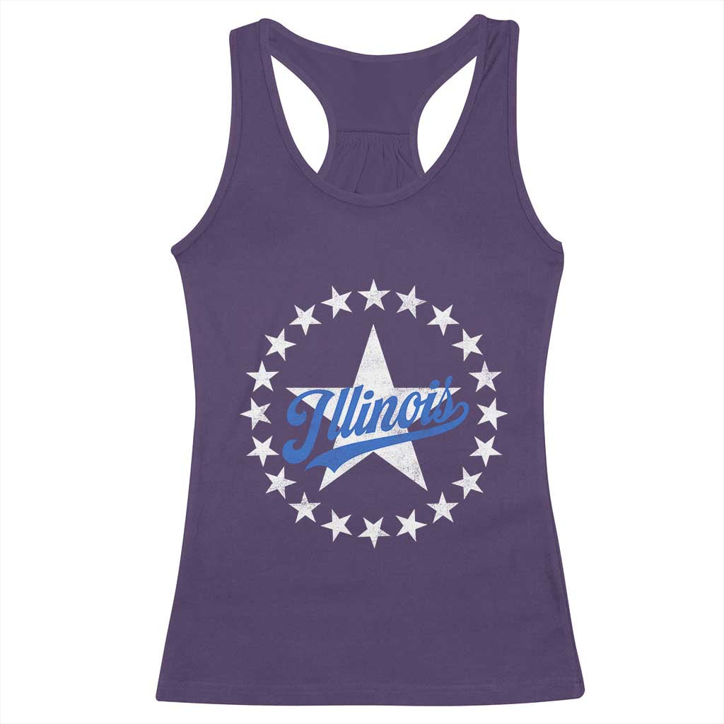 Illinois Varsity Script Sport 21 Stars Vintage Jersey Style Racerback Tank Top