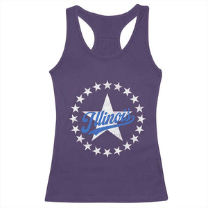 Illinois Varsity Script Sport 21 Stars Vintage Jersey Style Racerback Tank Top