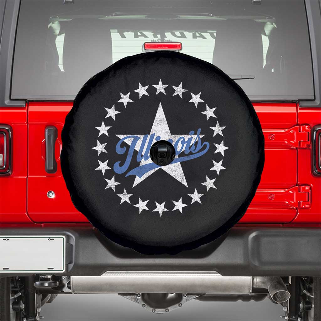 Illinois Varsity Script Sport 21 Stars Vintage Jersey Style Spare Tire Cover
