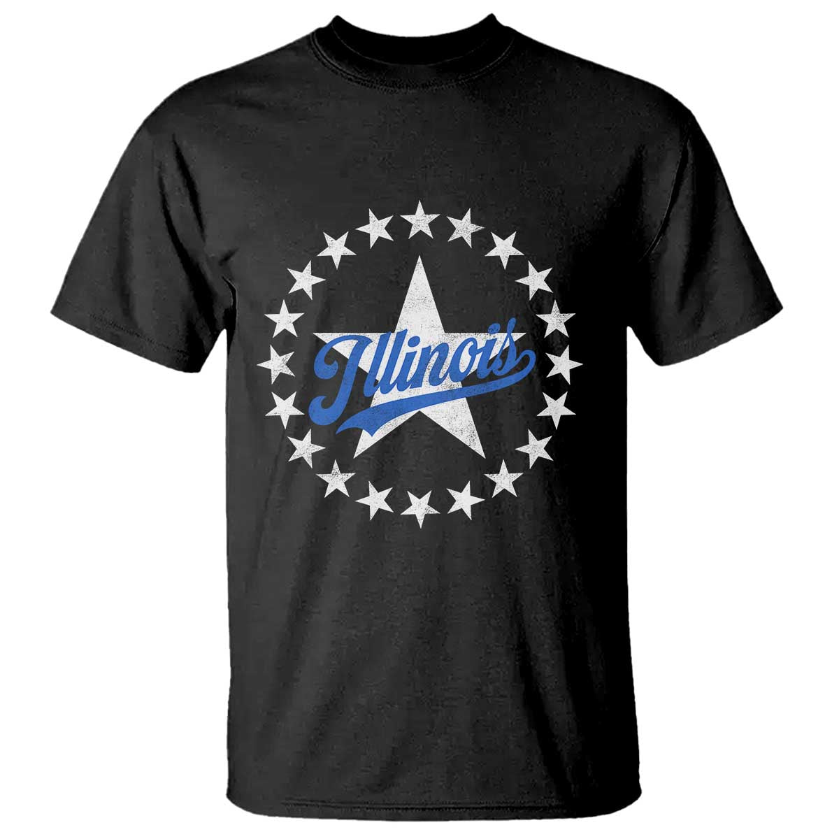 Illinois Varsity Script Sport 21 Stars Vintage Jersey Style T Shirt