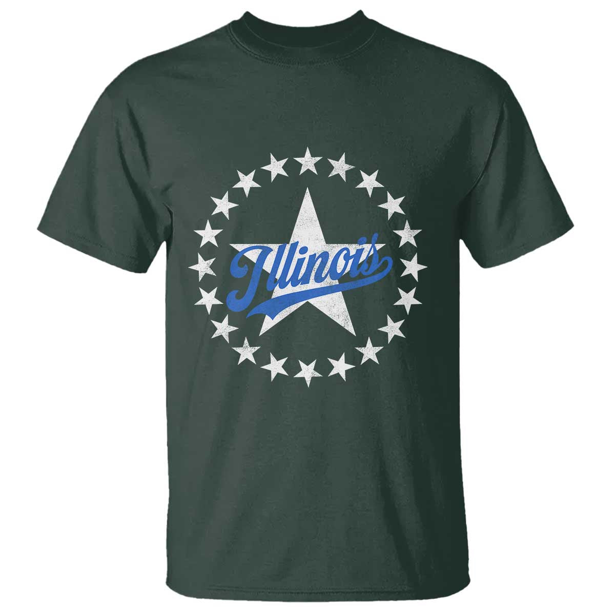 Illinois Varsity Script Sport 21 Stars Vintage Jersey Style T Shirt