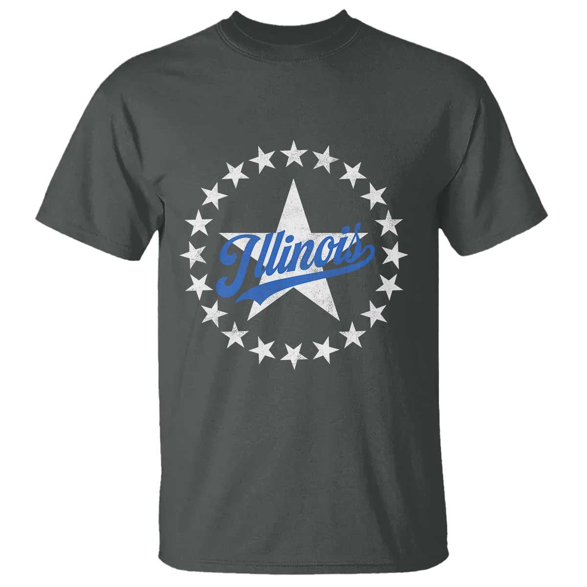 Illinois Varsity Script Sport 21 Stars Vintage Jersey Style T Shirt
