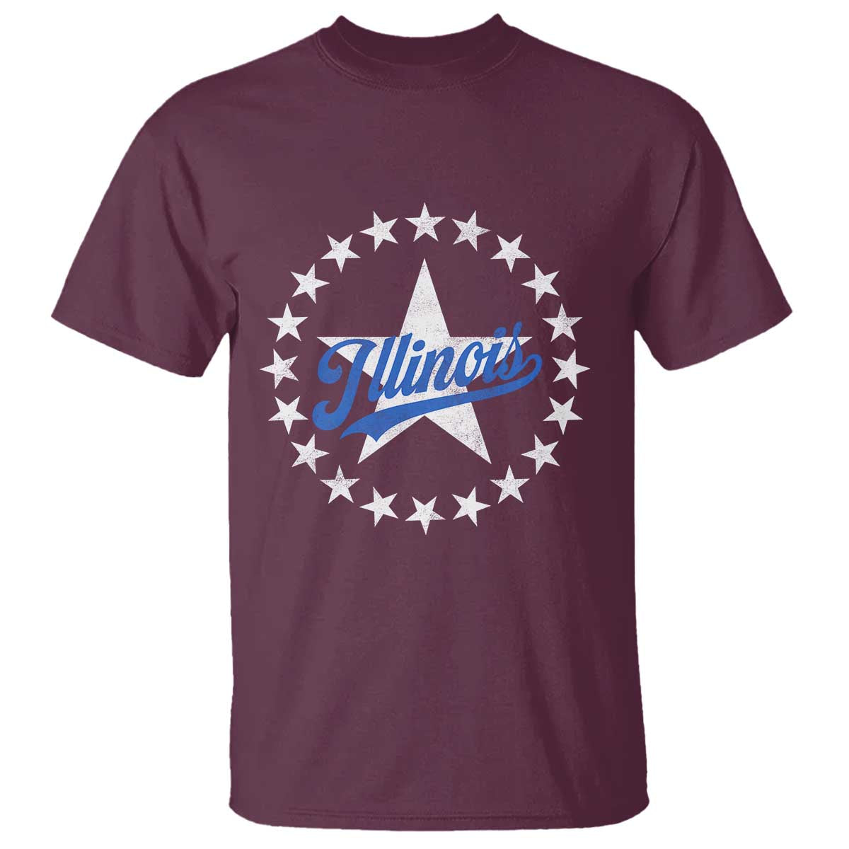 Illinois Varsity Script Sport 21 Stars Vintage Jersey Style T Shirt