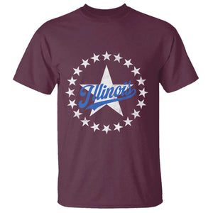 Illinois Varsity Script Sport 21 Stars Vintage Jersey Style T Shirt