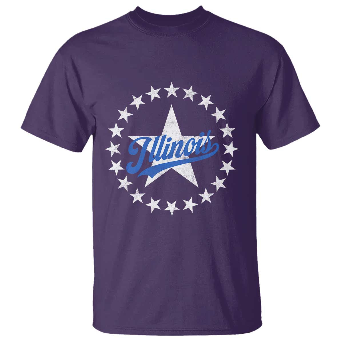 Illinois Varsity Script Sport 21 Stars Vintage Jersey Style T Shirt