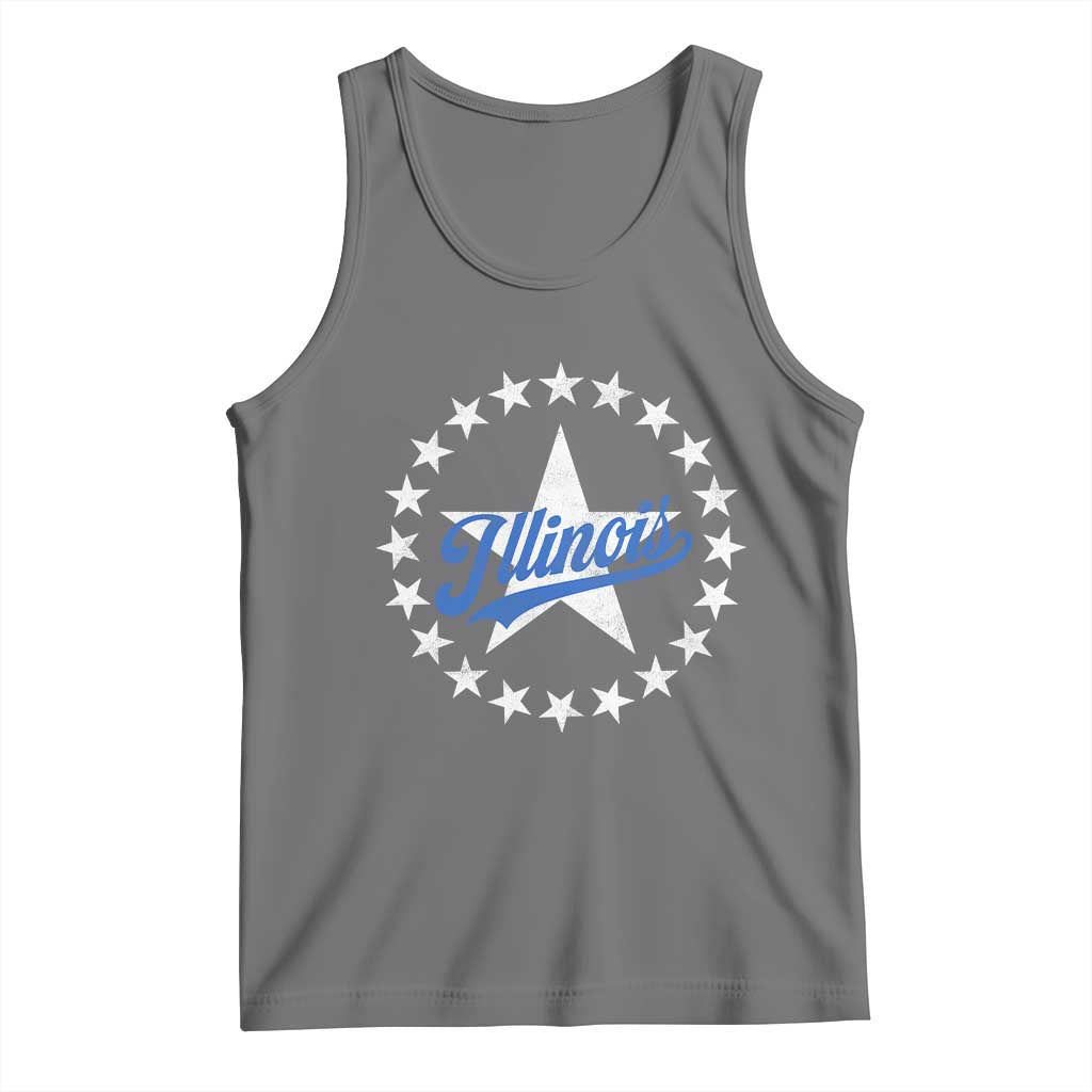 Illinois Varsity Script Sport 21 Stars Vintage Jersey Style Tank Top