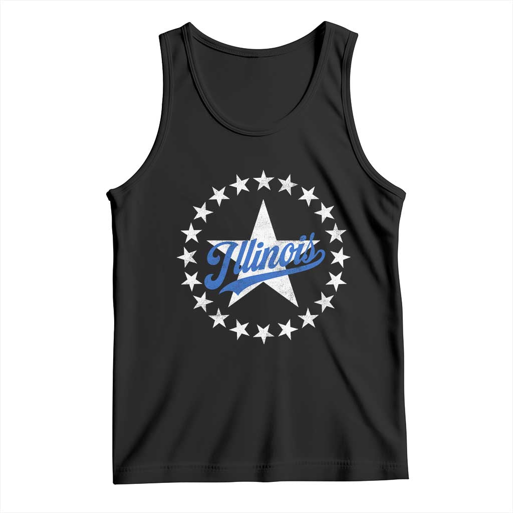 Illinois Varsity Script Sport 21 Stars Vintage Jersey Style Tank Top