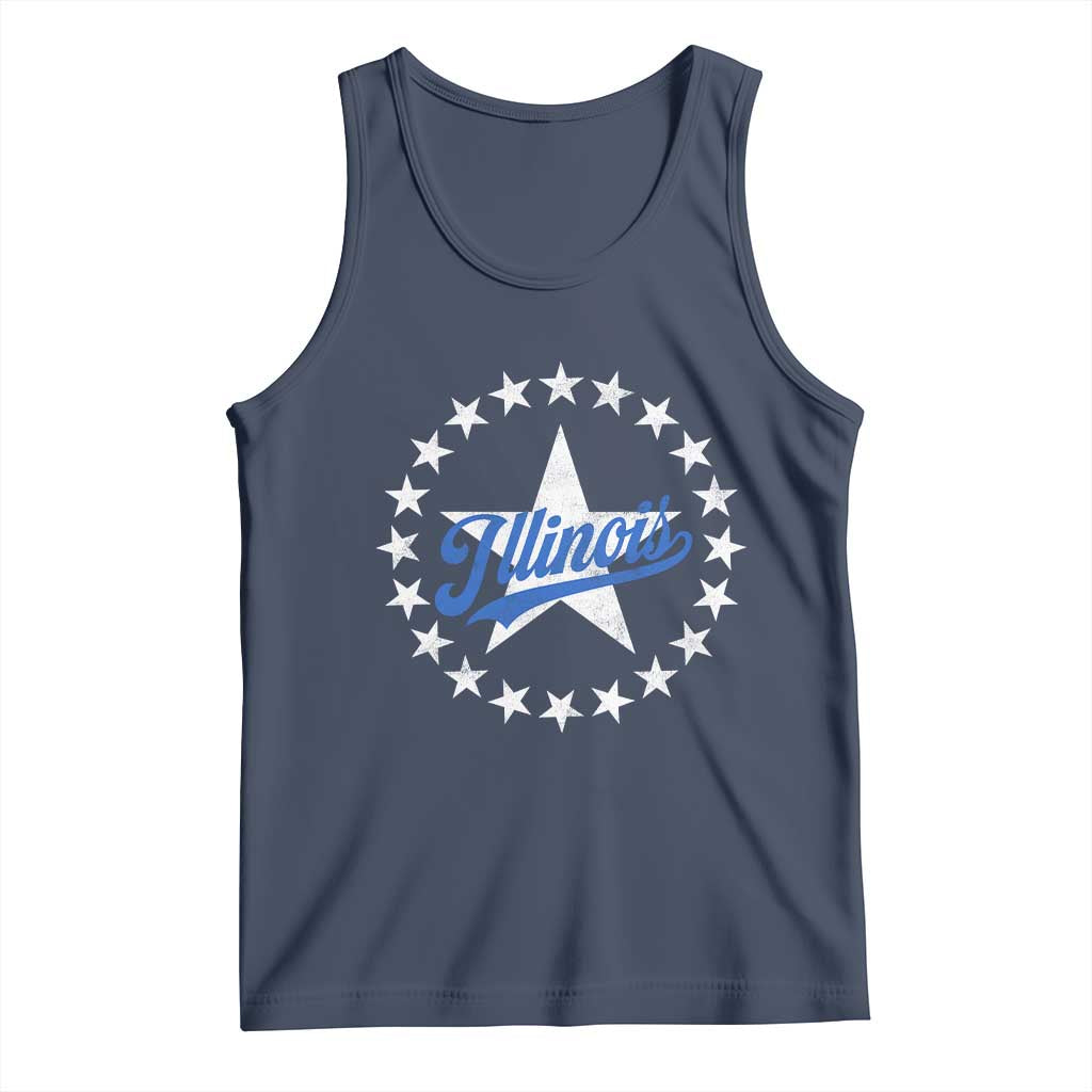 Illinois Varsity Script Sport 21 Stars Vintage Jersey Style Tank Top