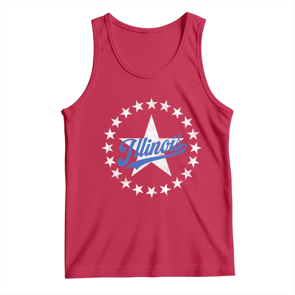 Illinois Varsity Script Sport 21 Stars Vintage Jersey Style Tank Top