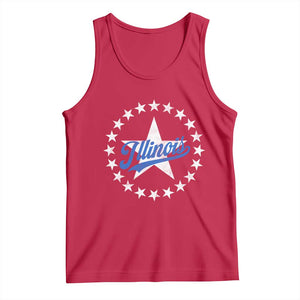 Illinois Varsity Script Sport 21 Stars Vintage Jersey Style Tank Top