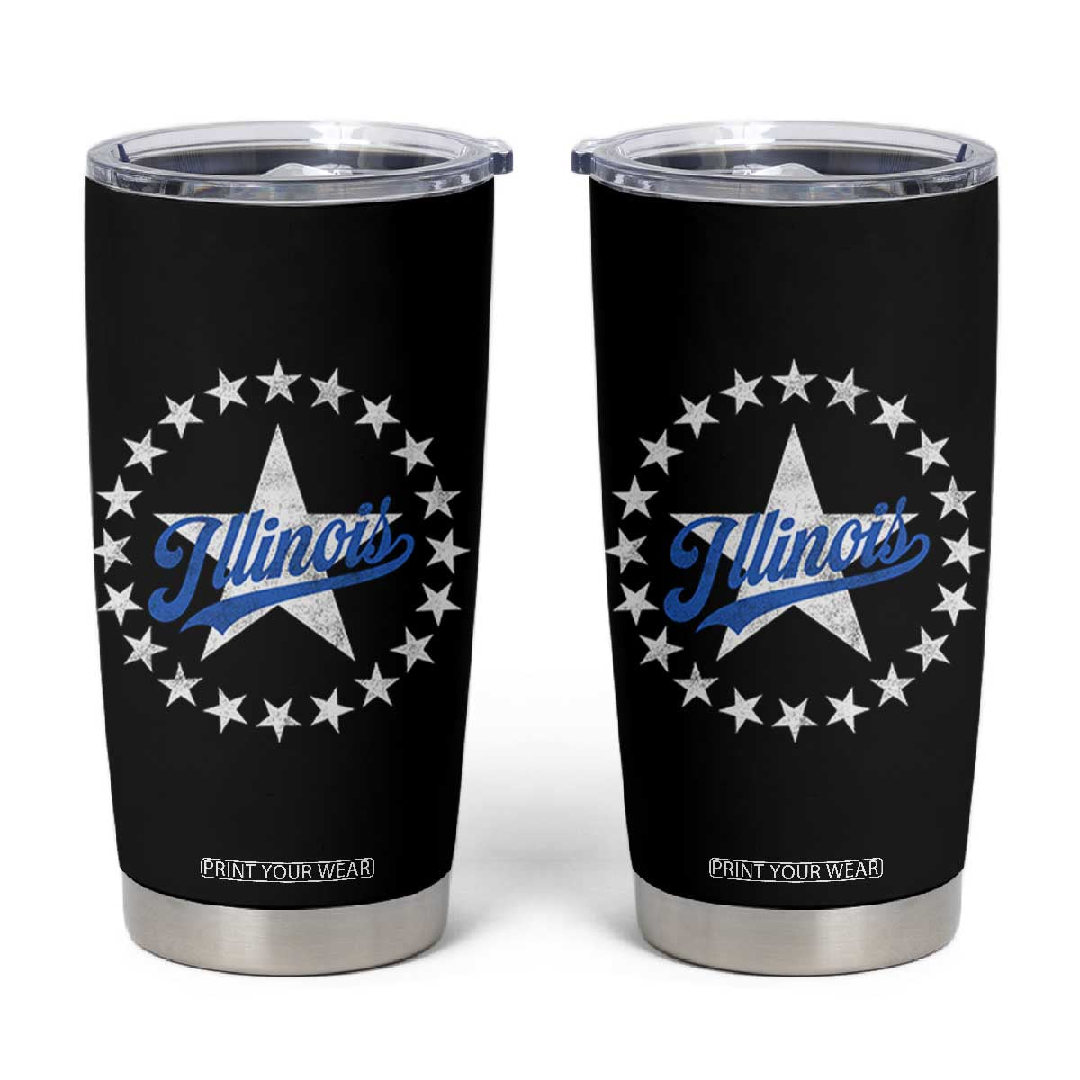 Illinois Varsity Script Sport 21 Stars Vintage Jersey Style Tumbler Cup