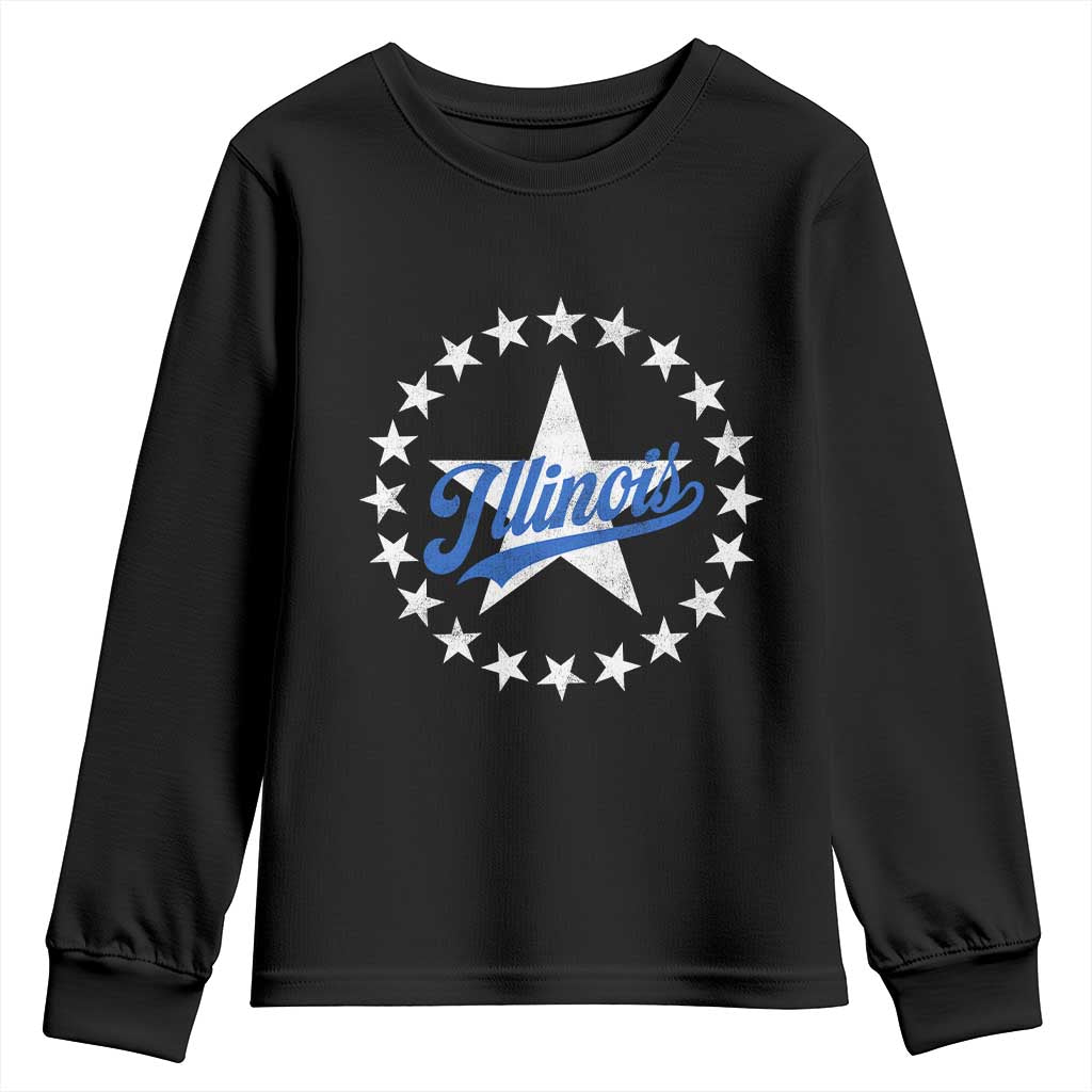 Illinois Varsity Script Sport 21 Stars Vintage Jersey Style Youth Sweatshirt