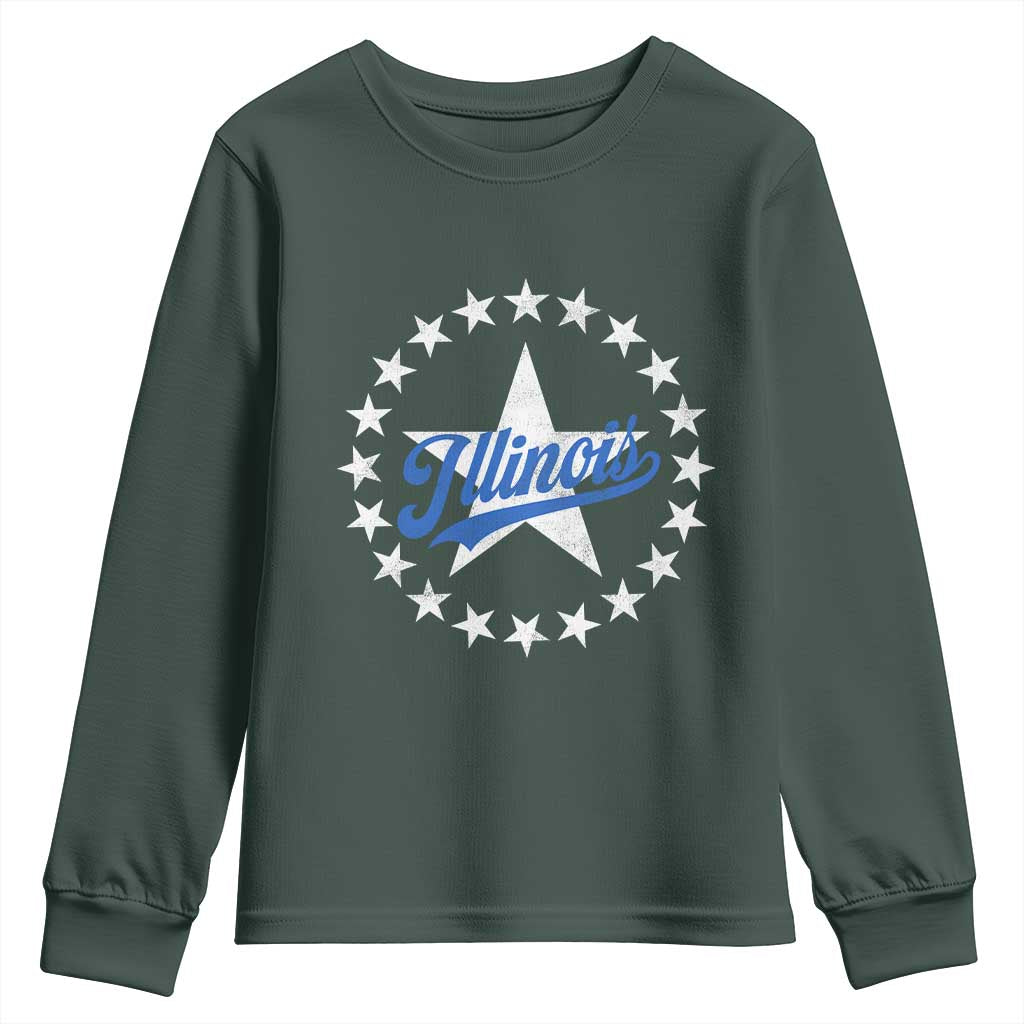 Illinois Varsity Script Sport 21 Stars Vintage Jersey Style Youth Sweatshirt