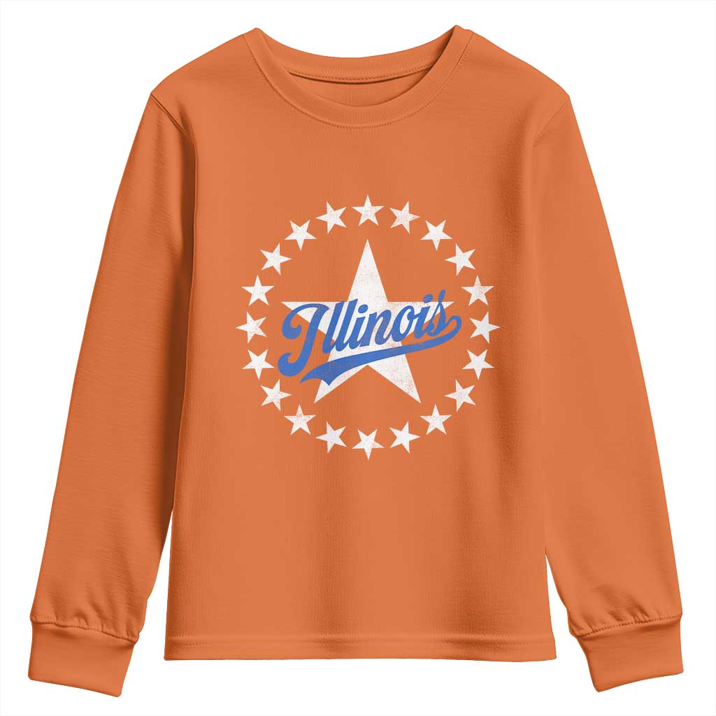 Illinois Varsity Script Sport 21 Stars Vintage Jersey Style Youth Sweatshirt