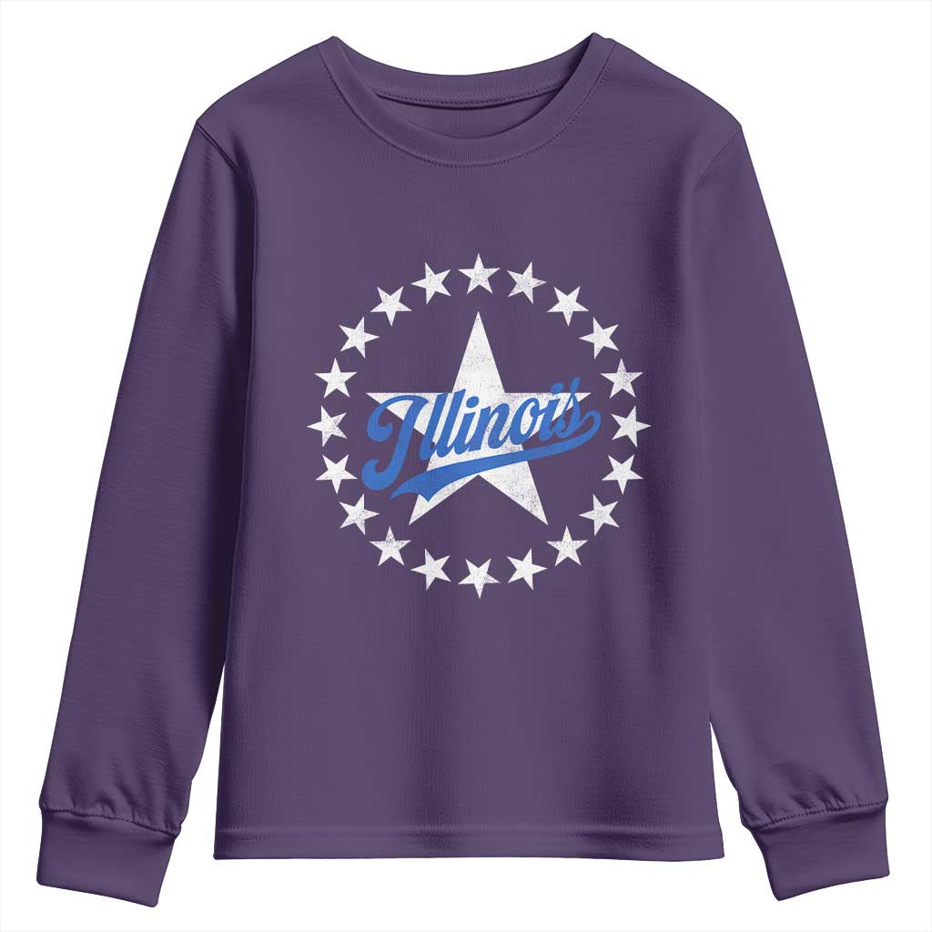 Illinois Varsity Script Sport 21 Stars Vintage Jersey Style Youth Sweatshirt