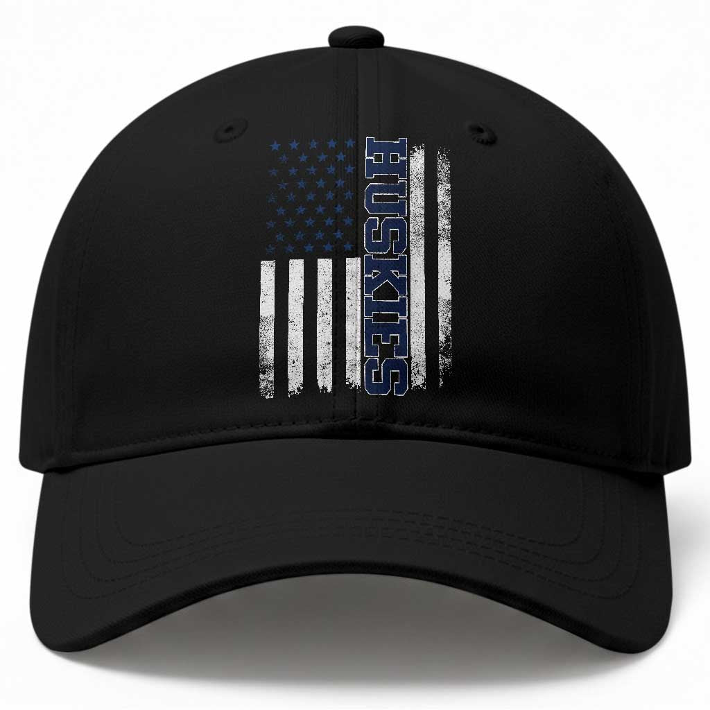 Husky Lover Sports Varsity Aesthetic Letters Vintage American Flag Baseball Cap TS11 Print Your Wear