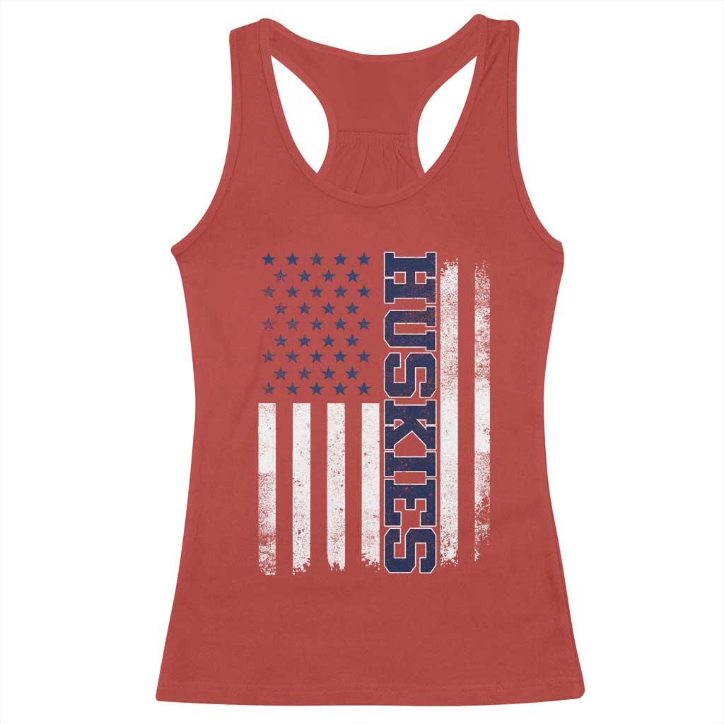 Husky Lover Sports Varsity Aesthetic Letters Vintage American Flag Racerback Tank Top TS11 Red Print Your Wear