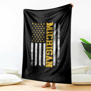 Michigan Pride Throw Blanket Vintage American Flag Distressed Varsity Aesthetic Letters MI State TS11 Print Your Wear