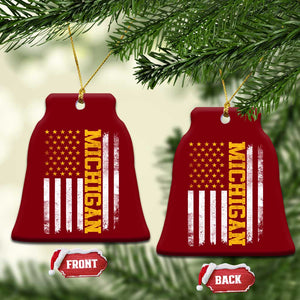 Michigan Pride Ceramic Ornament Vintage American Flag Distressed Varsity Aesthetic Letters MI State TS11 Print Your Wear