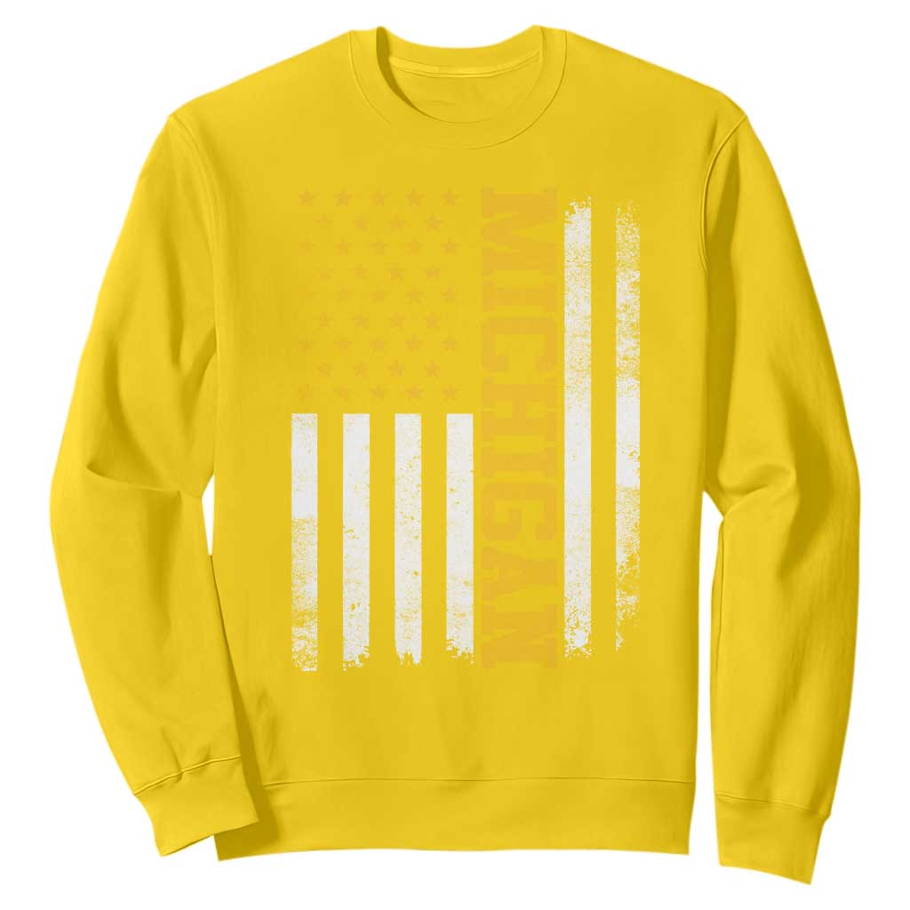 Michigan Pride Sweatshirt Vintage American Flag Distressed Varsity Aesthetic Letters MI State TS11 Daisy Print Your Wear