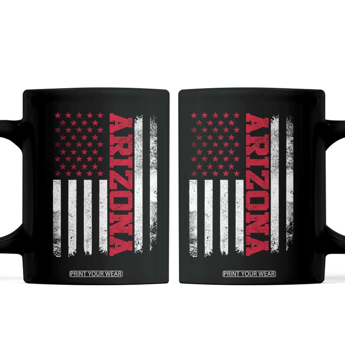 Arizona Pride Coffee Mug Vintage American Flag Distressed Varsity Aesthetic Letters AZ State TS11 Black Print Your Wear
