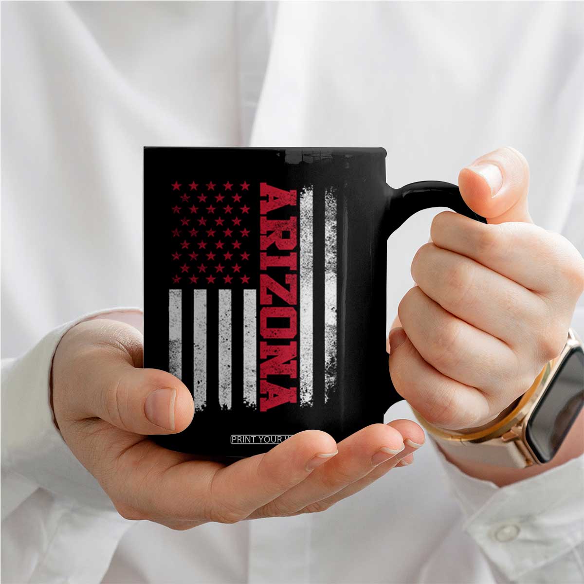 Arizona Pride Coffee Mug Vintage American Flag Distressed Varsity Aesthetic Letters AZ State TS11 Print Your Wear