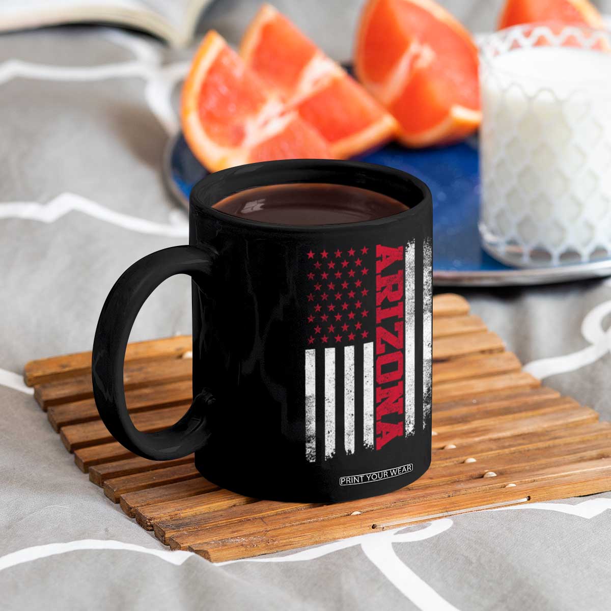 Arizona Pride Coffee Mug Vintage American Flag Distressed Varsity Aesthetic Letters AZ State TS11 Print Your Wear