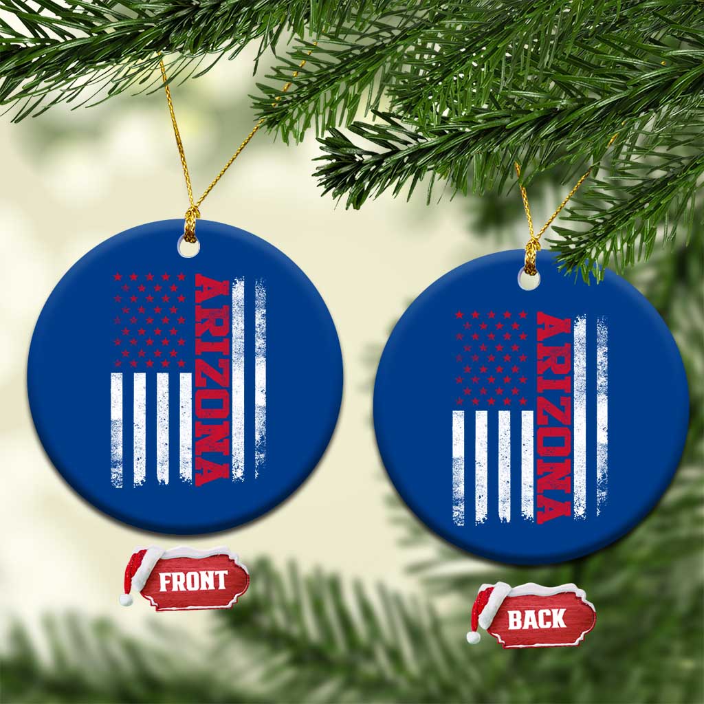 Arizona Pride Ceramic Ornament Vintage American Flag Distressed Varsity Aesthetic Letters AZ State TS11 1pc Blue Print Your Wear