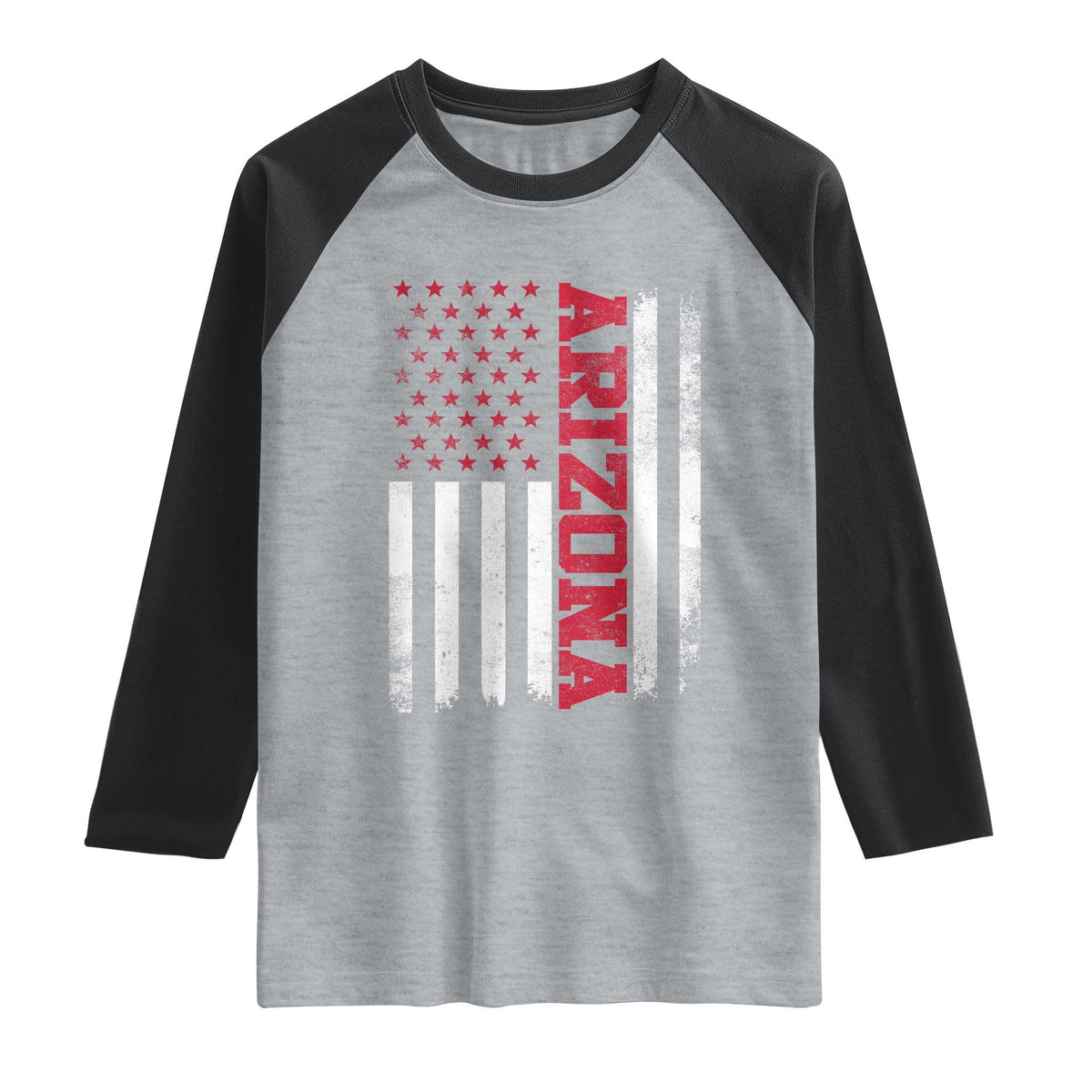 Arizona Pride Raglan Shirt Vintage American Flag Distressed Varsity Aesthetic Letters AZ State TS11 Heather Gray Black Print Your Wear
