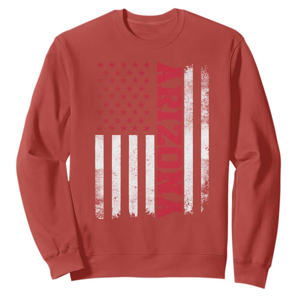 Arizona Pride Sweatshirt Vintage American Flag Distressed Varsity Aesthetic Letters AZ State TS11 Red Print Your Wear