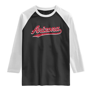 Arizona Varsity Script Classic Sports Jersey Style Raglan Shirt TS11 Black White Print Your Wear