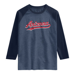 Arizona Varsity Script Classic Sports Jersey Style Raglan Shirt TS11 Heather Denim Navy Print Your Wear