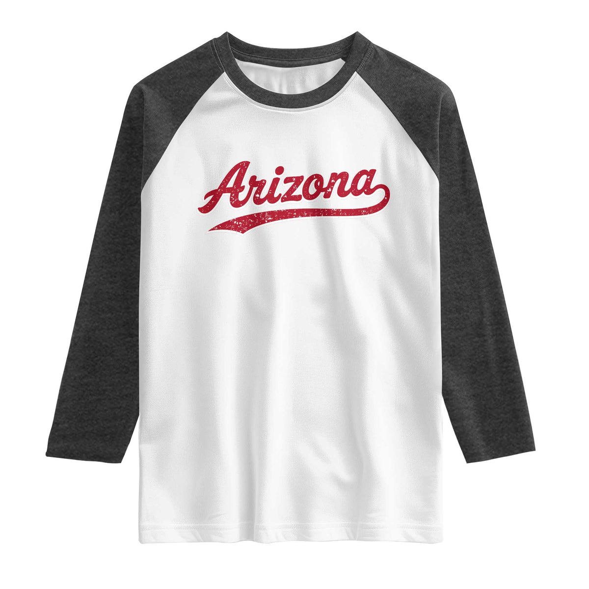 Arizona Varsity Script Classic Sports Jersey Style Raglan Shirt TS11 White Heather Charcoal Print Your Wear