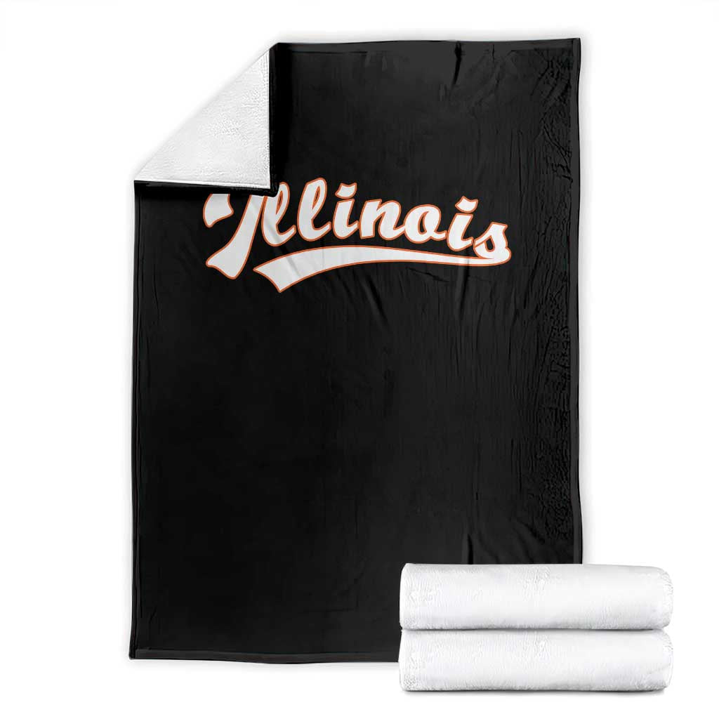 Illinois Vintage Orange Varsity Script Text Classic Sports Jersey Style Throw Blanket TS11 Black Print Your Wear