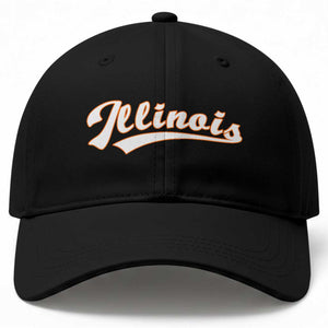 Illinois Vintage Orange Varsity Script Text Classic Sports Jersey Style Baseball Cap TS11 Print Your Wear