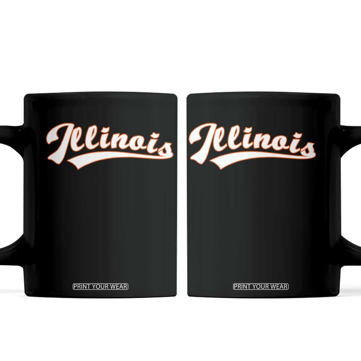 Illinois Vintage Orange Varsity Script Text Classic Sports Jersey Style Coffee Mug TS11 Black Print Your Wear