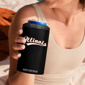 Illinois Vintage Orange Varsity Script Text Classic Sports Jersey Style 4 in 1 Can Cooler Tumbler TS11 Print Your Wear