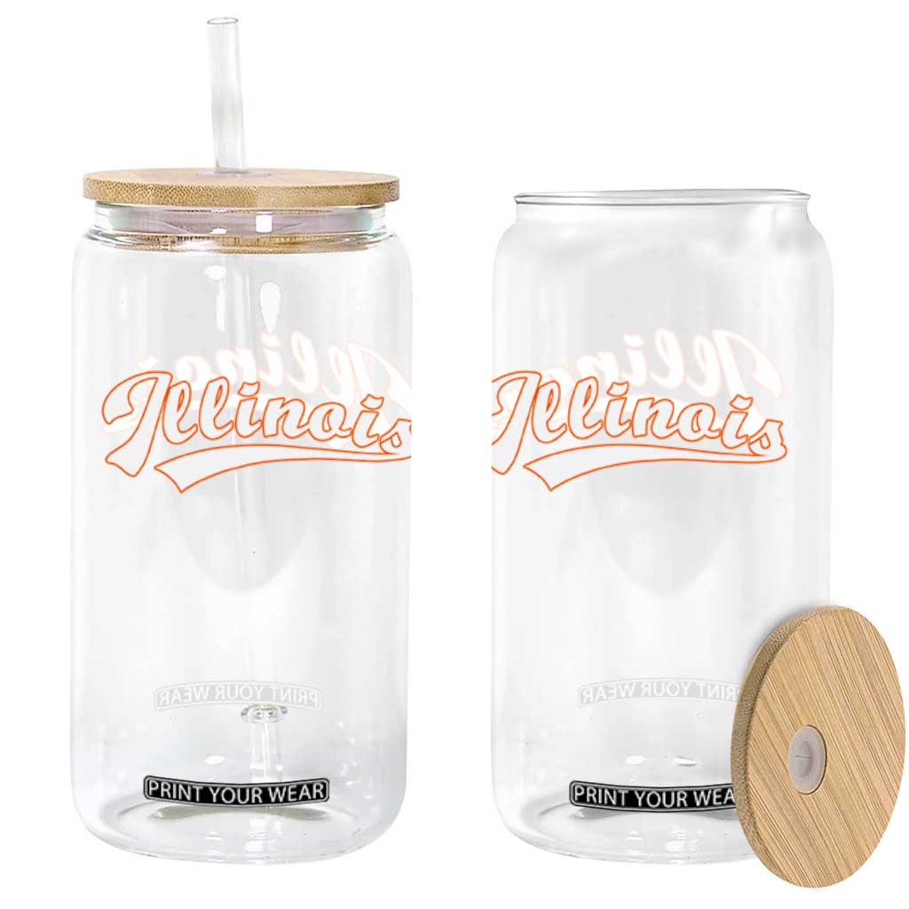 Illinois Vintage Orange Varsity Script Text Classic Sports Jersey Style Glass Can TS11 Print Your Wear