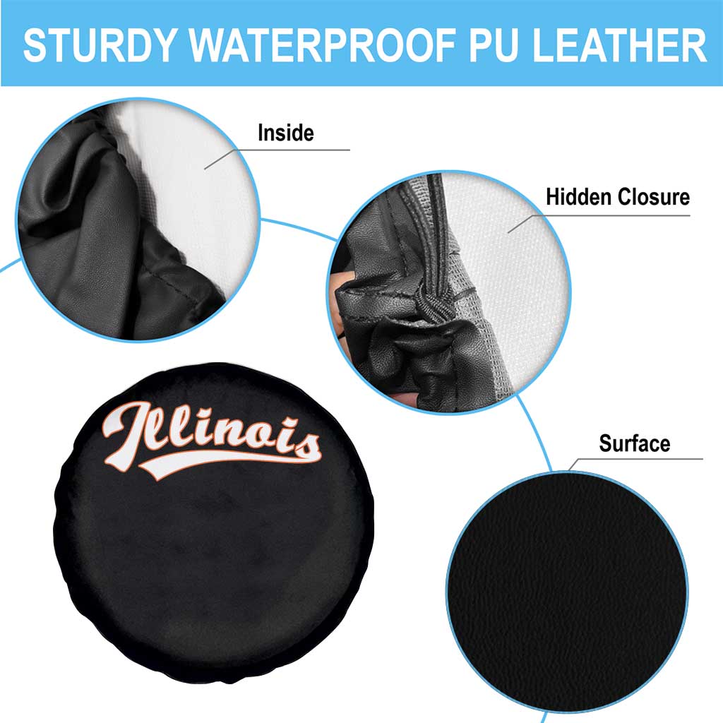 Illinois Vintage Orange Varsity Script Text Classic Sports Jersey Style Spare Tire Cover TS11 Print Your Wear