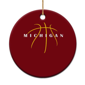 Michigan Fan Basketball Grooves Graphic MI State Ceramic Ornament TS11 1pc Red Print Your Wear