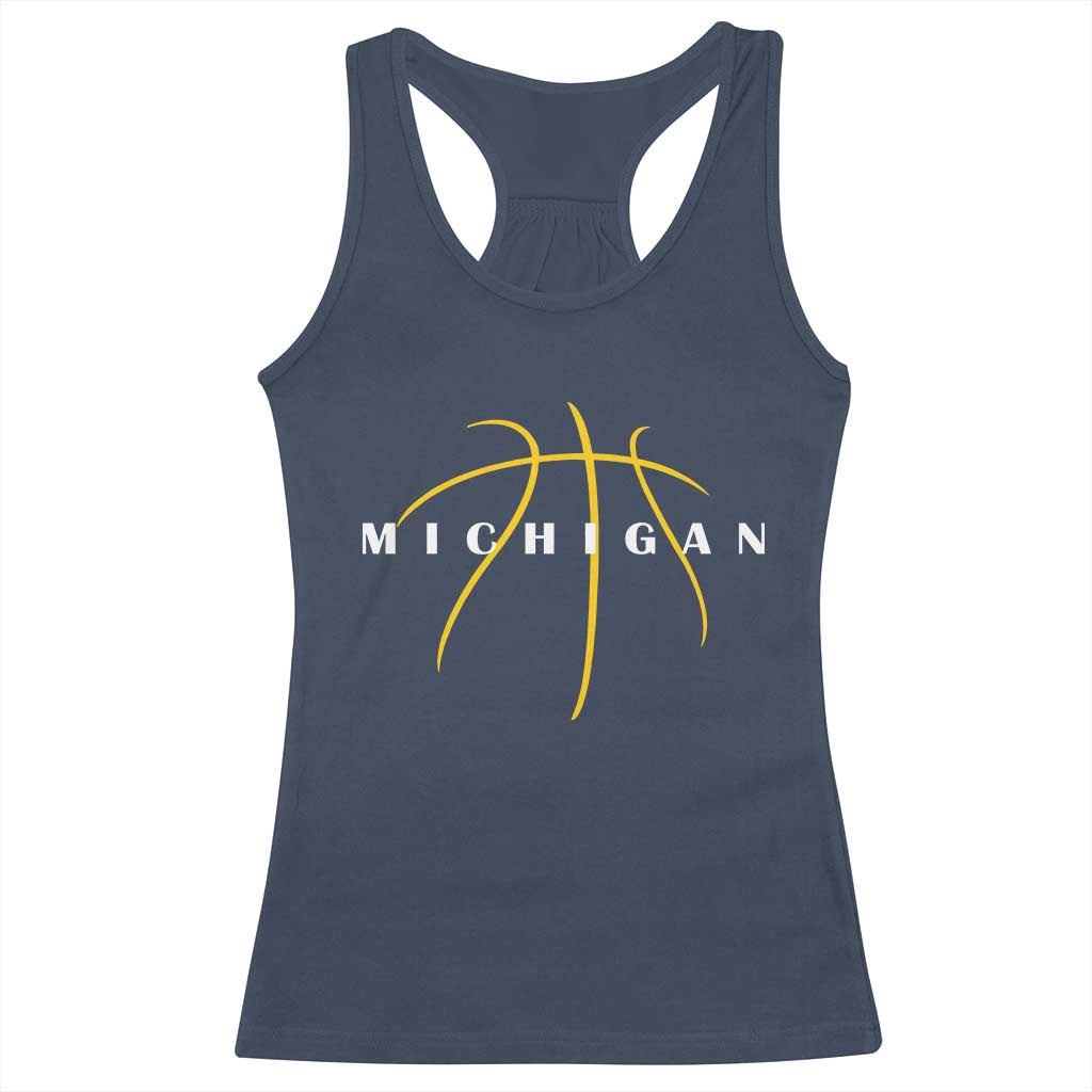 Michigan Fan Basketball Grooves Graphic MI State Racerback Tank Top TS11 Navy Print Your Wear