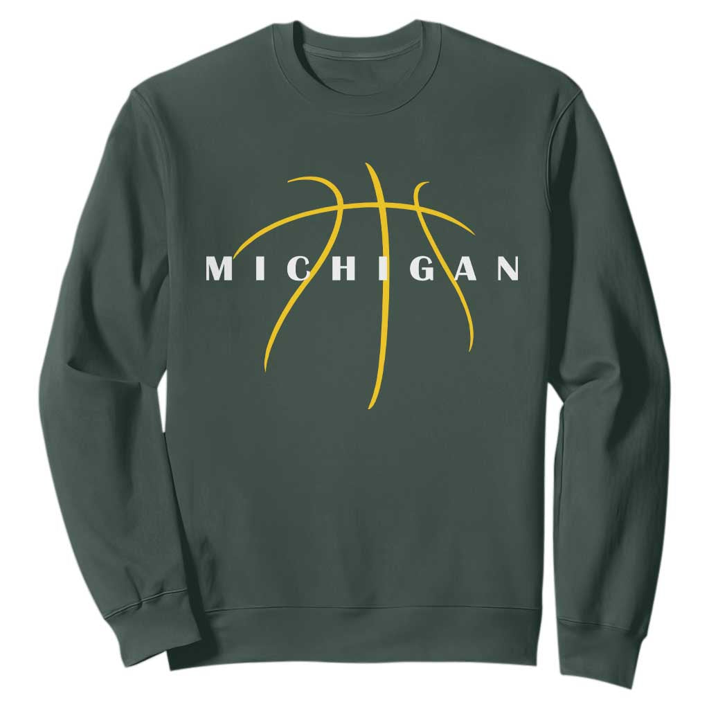 Michigan Fan Basketball Grooves Graphic MI State Sweatshirt TS11 Dark Forest Green Print Your Wear