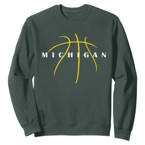 Michigan Fan Basketball Grooves Graphic MI State Sweatshirt TS11 Dark Forest Green Print Your Wear