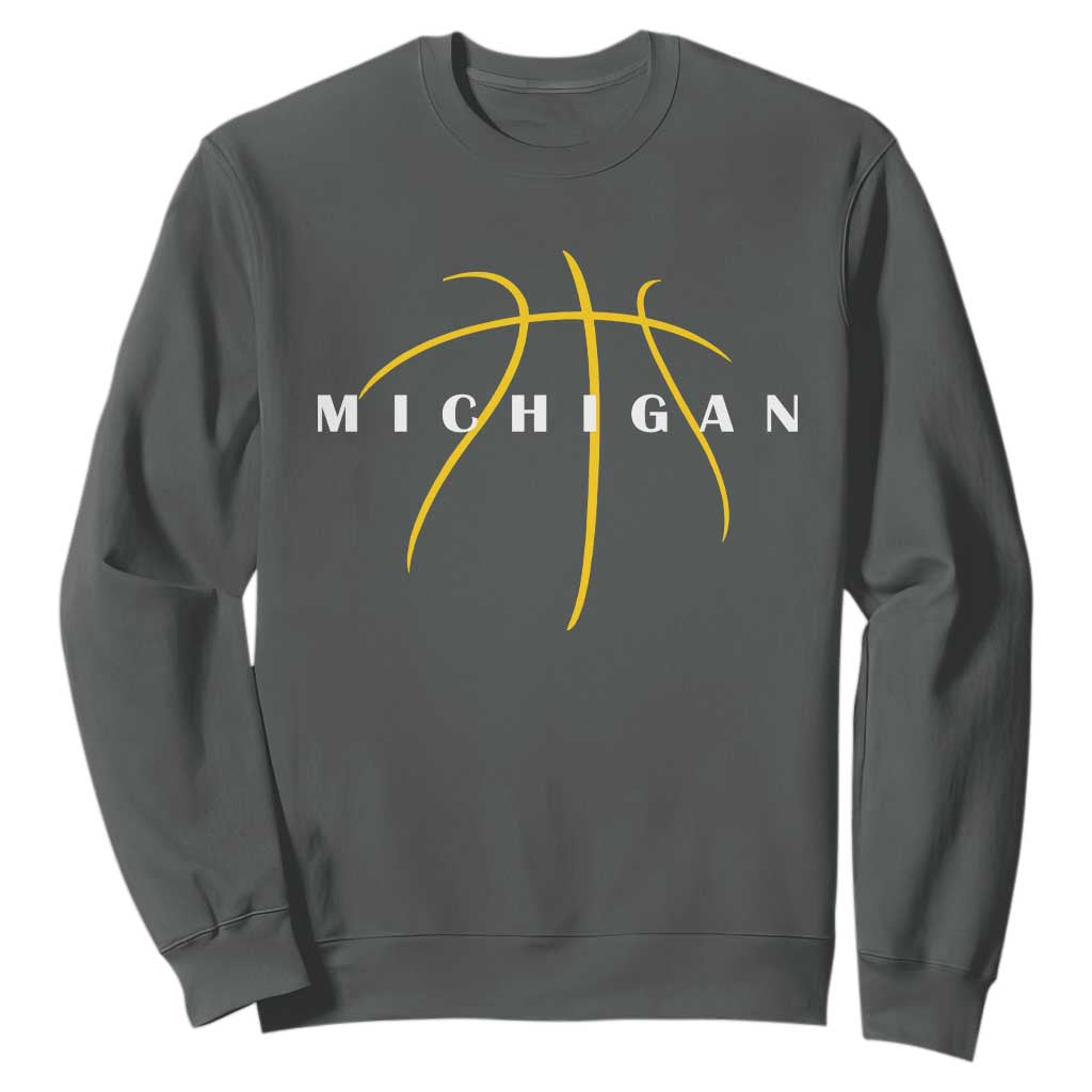 Michigan Fan Basketball Grooves Graphic MI State Sweatshirt TS11 Dark Heather Print Your Wear