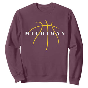 Michigan Fan Basketball Grooves Graphic MI State Sweatshirt TS11 Maroon Print Your Wear